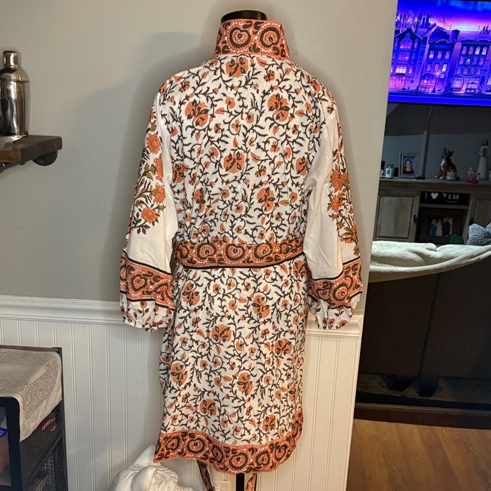 Floral Orange and White Women's Dress - Picture 2 of 3